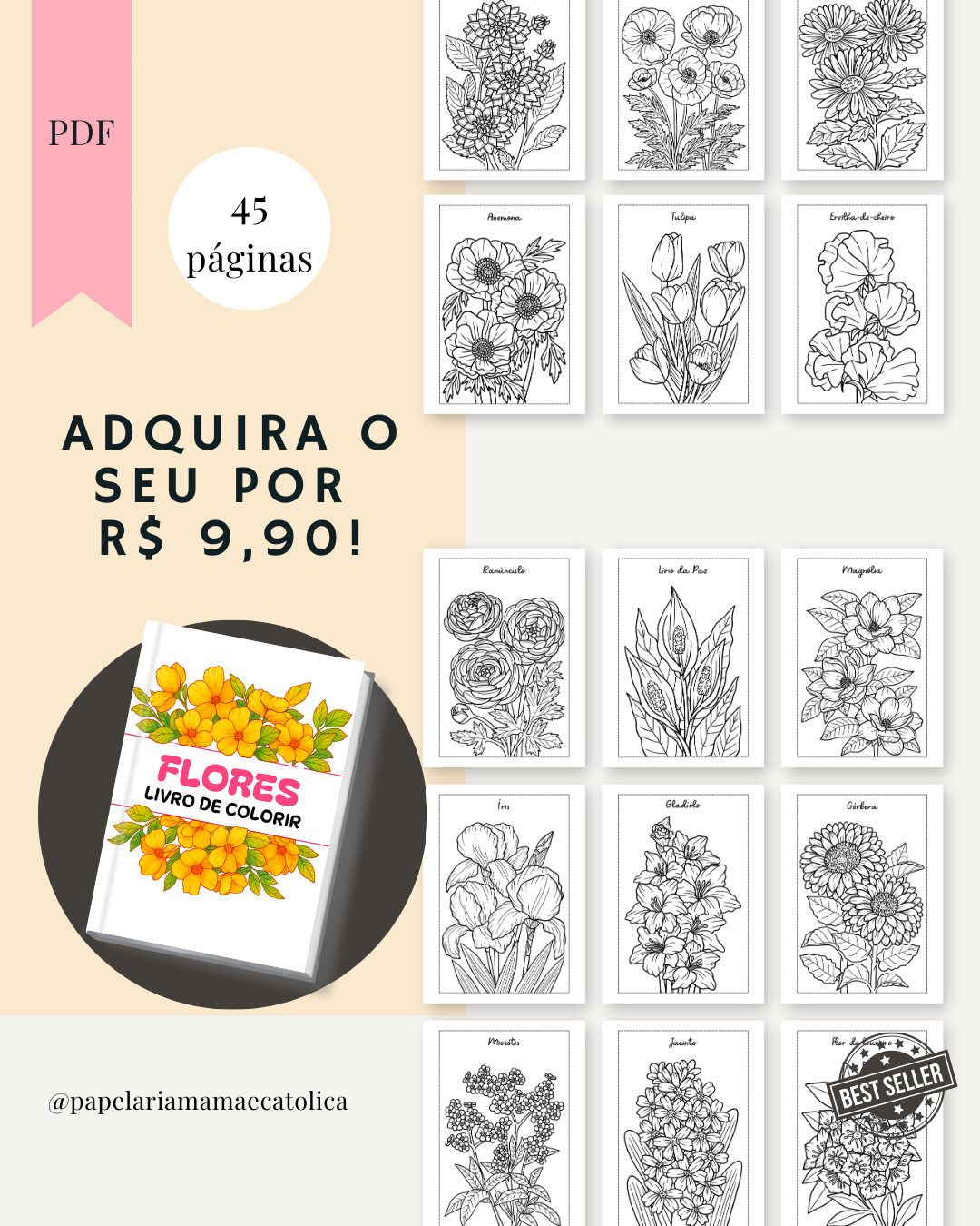 Livro de colorir infantil | Flores - Imagem 2